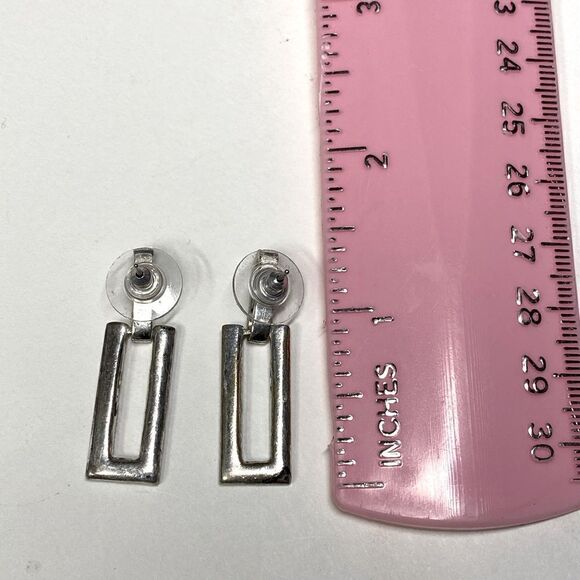 Vintage Marcasite Rectangle Drop Earrings - Picture 3 of 3